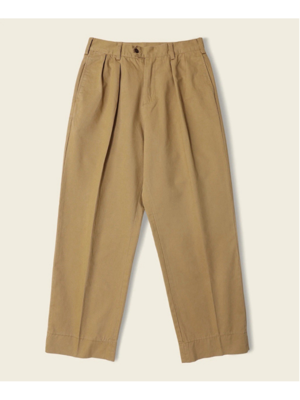 100% Cotton Non-Stock MFG 1930s IVY Style Double Pleated Chino Trousers Yellow L - Picture 3 of 8